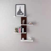 [en.casa] - Estantería de pared Hammerfest 4 estantes aglomerado 78x17x100cm - Wengué Blanco