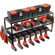 Warsione - Estanteria de Pared para Herramientas - Estantería Metalica con Ganchos para Colgar - Soporte Panel de Estanterias Metalicas de 3x Niveles