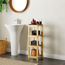 [en.casa] - Estantería de pie para baño Kinnula con 4 estantes pino 90x30x30cm - Natural