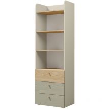 Estantería Domcali 104, Gris + Roble, Abierto, Con cajones, Aglomerado laminado, Número de puertas: 0, Número de cajones: 0, 185x60x40cm