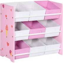 Zonekiz - Estantería infantil con 9 cajas de tela no tejida extraíbles organizador de juguetes para dormitorio guardería 63x30x60 cm rosa