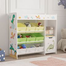 Estantería infantil Søndreland 80x90x30 cm - Motivo de dinosaurio [en.casa]