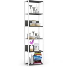 Akord - Estantería loft 50 cm metálica Blanco con 6 estantes en Gris 50x32x191 cm