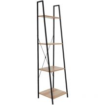 Orion91 - Estantería Metálica con 4 Baldas de Madera Oren 148x34x32,5cm 7house
