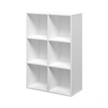 Estantería moderna de despacho blanca con 6 estantes tipo cubo 65x30x97cm Ika 2