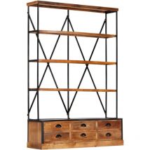 Maisonchic - Estantería para Libros 4 niveles Librería 6 cajones madera de mango 122x36x181 cm ES74438A