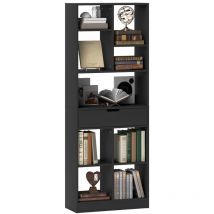 Estantería para libros librería con cajón y 9 compartimientos de almacenamiento librería estantería para salón oficina estudio 60x26x158 cm negro