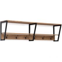 Estantería Poligonal Perchas 180x35x47cm 2 Marcos Negra en madera maciza de pino acabado vintage estilo industrial Box Furniture