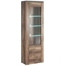 Arredamento1 - Estantería Salelbo 102, Nuez, Con puertas, Cerrable, Aglomerado laminado, Vidrio, Número de puertas: 0, Número de cajones: 0,