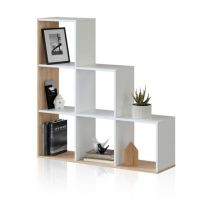 Duehome - Estantería Teron Blanco Artik (Blanco Mate) - Roble Canadian (ancho) x 110cm (alto)