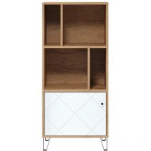 Epikasa - Estantería Touch, Tablero Aglomerado de Melamina, Blanco, Marrón, 63x136x40 cm