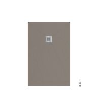 Ultraflache rechteckige Duschwanne 80x140 cm – Mineralharz – Antibakteriell – Rutschhemmend – Schieferstil – Edelstahl Grill