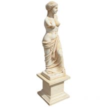 Anaparra - Estatua Dama Gretta con Pedestal 42x42x158cm. hormigón piedra Ocre