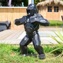 Estatua de gorila de origami negro de 80 cm.