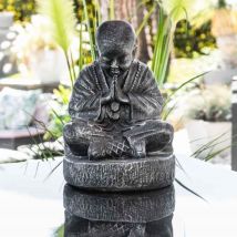 Wanda Collection - Estatua monje shaolin sentado gris con pátina 40 cm
