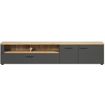 Calicosy – Esteban TV-Tisch Grau mit Eichendekor – Hochwertige Materialien – Stilvolles Design – 7514