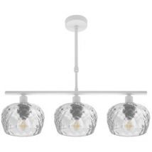 Fabrilamp - Estela Lampe 3xe14 Weiß Regx55x13 Cm Mit Transparenten Lampenschirmen Aus Geschliffenem Kristall
