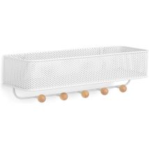 Estique Tableau à clés avec porte-courrier multifonction Organiseur mural avec 5 crochets, Blanc