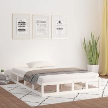 Furniture Limited - Estructura de cama de madera maciza blanca