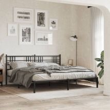 Estructura cama sin colchón con cabecero metal negro 200x200 cm Vidaxl 783891