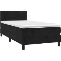 Cama box spring colchón y LED terciopelo negro 100x200 cm vidaXL