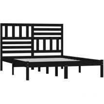 Minkurow - Estructura de cama de madera maciza de pino negra 140x190 cm vidaXL