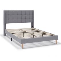 Estructura de Cama tapizada Esther de 30 cm, 150x190 cm, Gris claro