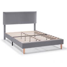 Vs Venta-stock - Estructura de cama tapizada Lauren de 30 cm, 150x190 cm, Gris Oscuro