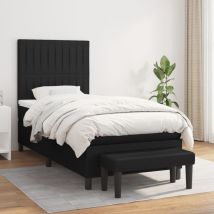 Cama box spring con colchón tela negro 90x200 cm vidaXL
