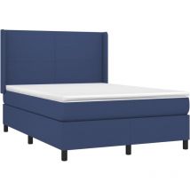 Cama box spring con colchón tela azul 140x200 cm vidaXL