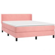 Cama box spring con colchón terciopelo rosa 140x190 cm vidaXL
