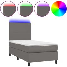 Maison Chic - Estructura de cama led con cabecero con somier colchón 90x200 cm sintético gris TDL0209513