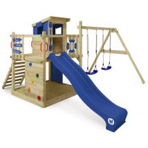 Wickey - Parque infantil de madera Smart Camp con columpio y tobogán Casa de juegos de jardín con arenero y escalera para niños - azul - azul