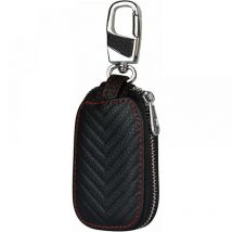 Cyslmuk - Estuche de cuero para llaves de coche, llavero portátil de cuero y minimonedero, gancho y cremallera de metal, estuche para llaves de coche