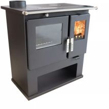 Verso - Estufa de leña con horno de inox, placa superior metálica y salida de humos a la izquierda cs - 7.7 kW, Versátil y Eficiente