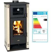 Prity - Estufa De Leña Con Horno y Lados en color marfil 8.1kW Modelo K2 gt f