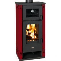 Prity - Estufa De Leña Con Horno y Lados en color rojo 8.1kW Modelo K2 gt f