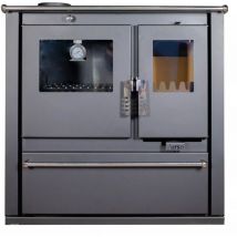 Verso - Estufa de leña con horno y salida de humos a la izquierda cs Plus - 7.7 kW, con paneles laterales pintados en negro