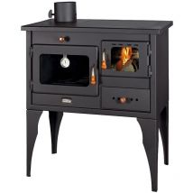 Prity - Estufa de leña con horno y placa superior metálica 1P34L - 10.1 kW, Versátil y Eficiente, con salida de humos a la izquierda