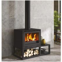 Godin - Estufa de leña de hierro fundido negro de 10kw - 411109NOIR