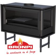 Bronpi - bricosol estufa de leña insertable con turbinas modelo PARIS-90- cristal derecho