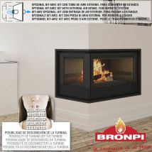 Bronpi - bricosol estufa de leña insertable modelo PARIS-90- cristal izquierdo