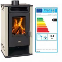 Prity - Estufa de Leña moderna con lados en color marfil 8.1kW Modelo K2 gt