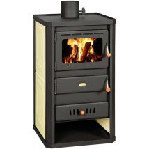 Prity - Estufa de leña para calefacción central. Estufa de combustible sólido con caldera integrada. Potencia calorífica 5+10 kw. Cubierta de acero.