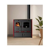 Prometey - Estufa de leña Perfect lux Eco, placa superior de hierro fundido, chimenea derecha