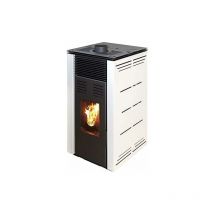 Poêle à pellets sans électricité modèle natur style 8 kW. Il fonctionne sans connexion au réseau électrique. Couleur blanche - Joima