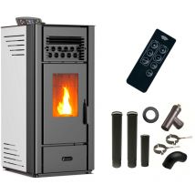 Sannover - Estufa de pellets de aire Anita 10 kW Blanco + Kit de conexión humos