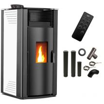 Sannover - Estufa de pellets de aire Anita 15 kW Blanco + Kit de conexión humos