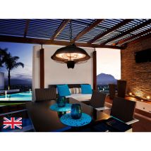 Estufa Outdoor Electrical Heater Ceiling Dome Pendant Black, Remote Control, IP44