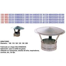 Exojo - estufa sombrerete chino galvanizado de 125 con abrazadera sg125a